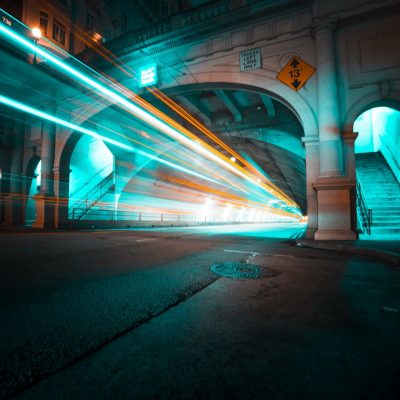 Overpass long exposure with teal and orange coloring